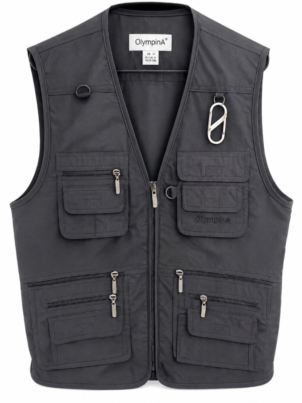 OlympinA Black Utility Fishing Vest Men's Medium Multi Pocket Father's day